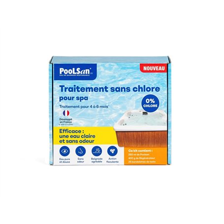 BSI - PooLSan - Solution sans Chlore - pour Une Désinfection Totale des Spa - Jusqu'à 4 A 6 Mois - Elaboré en Europe