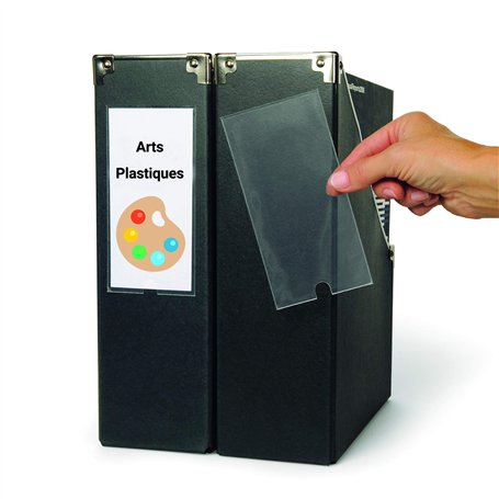 Djois made by 3L 10345- Sachet de 6 Porte-étiquettes adhésifs 3L - 62 x 150 mm - étiquettes pour classeurs