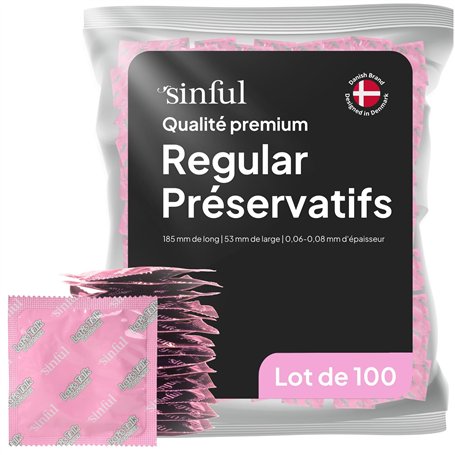 Sinful Regular Préservatifs Lot de 100 - Standard Preservatifs lot 100 - Preservatif Homme - 185 mm de Long