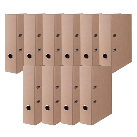 DONAU Premium ECO Maxi FSC Classeur de bureau / 10 Classeurs à levier A4/ large/DIN A4 8 cm - 80 mm/Beige/bon pour l'environneme