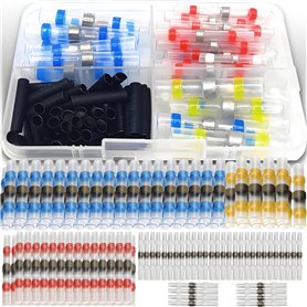 Retoo 100pcs Connecteur Bout à Bout de Fil Thermorétractable, Cosses Electriques à Sertir Thermorétractables, Thermosoudable Kit Retoo 100pcs Connecteur Bout à Bout de Fil Thermorétractable