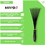 Mivos Balai à Gazon de Jardin en Acier - Petit Râteau à Main en Forme Éventail pour Nettoyer de Jardin - 9 Élastique Dents - Poi