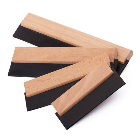 MIVOS Spatule en caoutchouc - Set de spatules à carrelage - 150mm - 200mm - 250 mm -300 mm - Gomme à joint poignée en bois - Gom