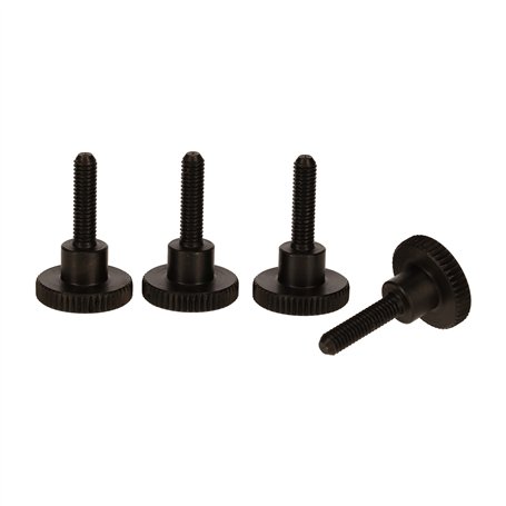 PrecisionGeek Moleté Pouce vis/Vis d'épaule en Acier Noir DIN 464 M4 x 12mm - Lot de 4
