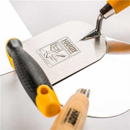 HARDY Truelle de Plâtrier avec Manche bi-matière Série * 28 * - Pour Maçonnerie Plâtre Colle - Construction Rénovation Restaurat