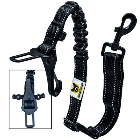 Hundefreund Ceinture de Sécurité pour Moyens et Grands Chiens – Harnais de Voiture Réglable avec Amortisseur – Sangle de Sécurit