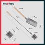KOTARBAU® Lot de 5 ustensiles de cheminée avec tisonnier - Balai - Manche en bois - Accessoire de cheminée - Métal revêtu par pu