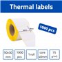 MD Labels Lot de 1000 étiquettes thermiques blanches sur rouleau – 50 x 30 mm – Manches de 40 mm