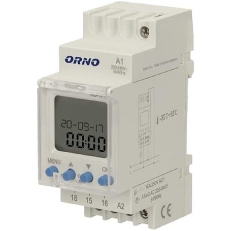 ORNO PRE-451 Programmateur Electrique Astronomique 100 Programmes Menu en 3 Langues avec 2 Sorties Relais et Fonction Pause de N