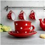 à thé | rouge à pois blancs en céramique faite et peinte à la main | 250ml