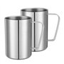 Lot de 2 tasses en acier inoxydable à double paroi de 500 ml avec poignées pour boissons chaudes et froides comme le lait/café/j
