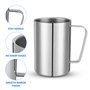 Lot de 2 tasses en acier inoxydable à double paroi de 500 ml avec poignées pour boissons chaudes et froides comme le lait/café/j