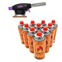 SMH LINE® Chalumeau avec + 4 cartouches de gaz butane - Brûleur à souder cartouches Chalumeau de Cuisine au Butane Rechargeable 