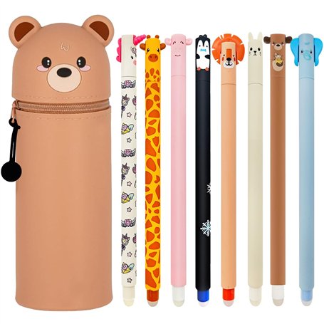 YNOUYRS Trousse Ecole 2 en1 en Silicone Souple-stylos à encre gel effaçables