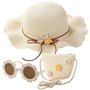 Chapeau De Soleil Et Sac en Tricot De Paille 3 Pièces