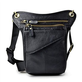 Sac en Cuir de Jambe Vintage pour Homme Femme Multifonction Banane Taille Tactique Militaire Moto Cycliste randonnée Sports Camp