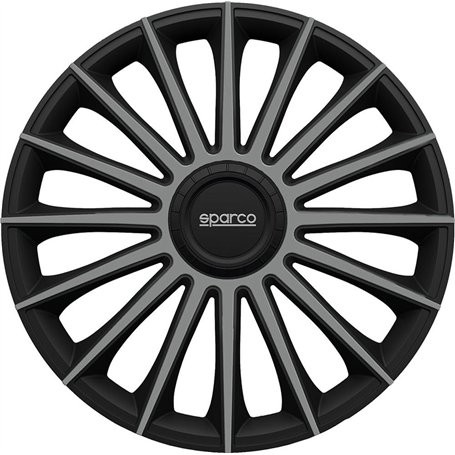 SPARCO Jeu de 4 enjoliveurs 14" Pouces Treviso enjoliveurs de Roue de Voiture SPC1493BKGR Noir Gris