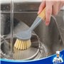 MR.SIGA Brosse à Vaisselle Grattoir Intégré avec Poignée en Bambou, Brosse à Récurer pour Nettoyage des Plates, Casseroles Évier