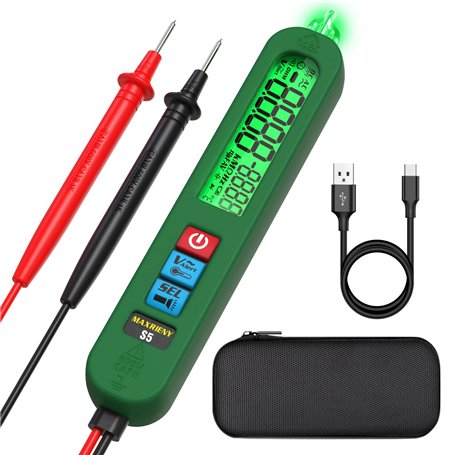 MAXRIENY Multimètre Numérique Intelligent Stylo Testeur Rechargeable Tension Testeur Diode Résistance Continuité Fréquence Fil V
