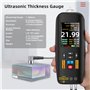 BSIDE Jauge d'épaisseur à ultrasons rechargeable de 1 à 300 mm avec écran LCD couleur 7,1 cm d'épaisseur des métaux avec sonde p