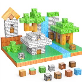 JauniQ Constructions Magnétiques Blocs, STEM Montessori Jouets Magnétiques Sensoriels Cadeaux pour Garçons Filles à partir de 3  JauniQ Constructions Magnétiques Blocs