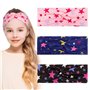 3pcs Bandeaux Large Cheveux Fille Headband Serre Tête Élastique Forme Étoile Dessin Animé en Tissu Bleu Rose Noir Bandeau de Cou