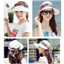 Femme Casquette Visière Large Bord Chapeau de Soleil Plage Voyage Eté Capeline de Camping Pêche Vélo Jardinage Pliable Protectio