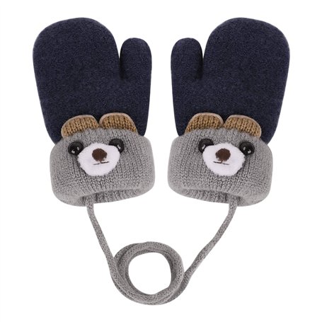 JINTN Moufles Enfant Filles Garçons 0-3 Ans Gants Tricot Hiver Bébé Moufles Epais Doublure Polaire Gants Chauds Adorable avec 2