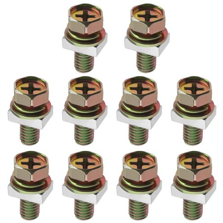 The Lord of The Tools Lot de 10 boulons et écrous de Batterie de Moto en Acier au Carbone M6 x 16 mm Vis et écrous carrés pour M