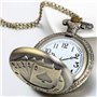 JewelryWe Pendentif Collier Montre de Poche Ronde Quartz Fantaisie Poker et Chiffres Alliage Couleur Cuivre Montre à Gousset pou