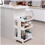 SONGMICS Étagère sur roulettes 3 Niveaux Plastique Polypropylène Gain de Place Cuisine Salle de Bains Rangement des Affaires Bla