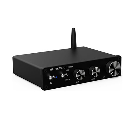 SMSL A12 Infineon's MA12070 Amplificateur Audio stéréo Bluetooth 5.0 Classe D intégré 2 canaux pour Haut-Parleur Domestique avec