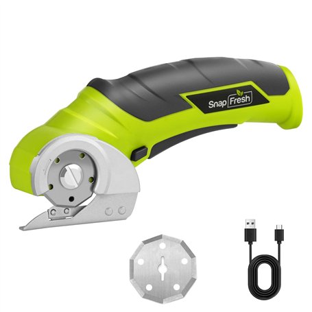SnapFresh Ciseaux Electrique Cutter Rotatif ÉLectrique 4V Universels avec 2 Lames Sans Fil pour DIY/Papier/Carton/Cuir/Tapis/Pla