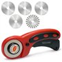 Kit de Couteau Rotatif Cutter Rotatif Couture avec 5 Lames de Rechange Ø 45mm une Découpe Précise Mécanisme de Protection pour C
