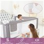 Barrière de Lit Enfants Bébés Protection Bord de Lit pour Sécurité des Enfants Bébés Portable Bedrail Safetyguard (Gris, 200CM)