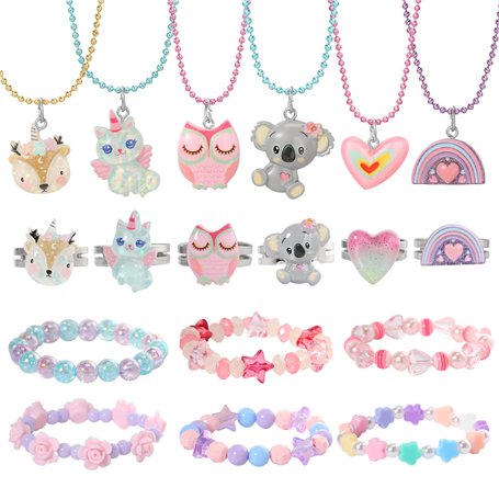 Pinkgarden Licorne et Collier Anneaux 6 Ensembles pour Enfants Petites Filles