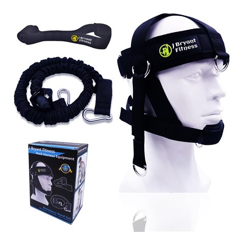 J Bryant Harnais de cou réglable pour haltérophilie avec bandes de résistance et ancrage de porte pour équipement d'exercice de