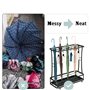 Bimiti Porte-parapluie en Fer Avec Bac de Récupération d'Eau - Rectangle Avec 21 Trous Creux et 24 Crochets - Pour Parapluies et