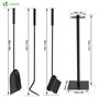 vounot® Ensembles d’Outils de Cheminée 4 Pièces en Métal Serviteur de Cheminée Balai Pelle Tisonnier et Support pour Poêle à Boi