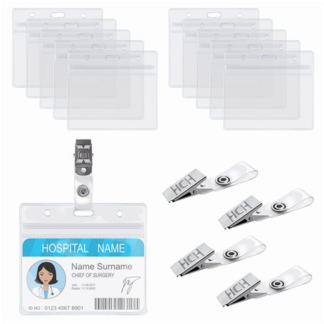 DERAYEE 20pcs Porte Badge en PVC avec Clips