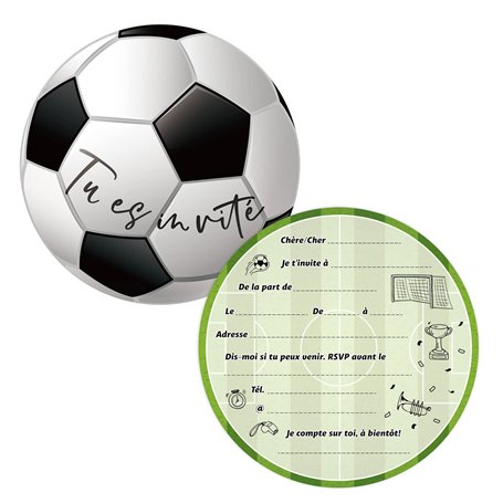 GEBETTER 12Pc Carte Invitation Thème Football Garçon Fille Enfant pour Anniversaire Fête Sport