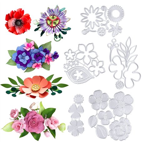5 sets Matrices de Découpe Scrapbooking Cutting Dies Fleur Plante Bricolage Outil Gaufrage Décoration Pochoir Découpage pour Car