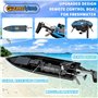 GizmoVine Bateau Télécommandé, Bateau RC Haute Vitesse avec Grand Moteur Servo Automatique, Bateau Telecommandé Enfant avec LED