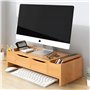 bimiti Support de moniteur en bois, support d'écran d'ordinateur à 2 niveaux, avec tiroirs de rangement, pour bureau, maison, PC