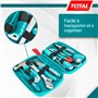 TOTAL - Ensemble de 9 Outils dans une Trousse en Toile | Mètre Ruban | Tournevis Phillips et Plat | Clé Ajustable | Pince Plate 