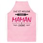 GEBETTER Tablier Cuisine Maman Idée Cadeau “TOUT EST MEILLEUR QUAND MAMAN CUISINE” Rose Cadeau Original pour Noël Fête Mère Anni