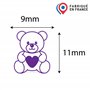 Tampon nounours mignon | 11mm | Cachet encreur ours enfants | Ourson avec cœur | Scrapbooking | Teddy bear heart stamp ink