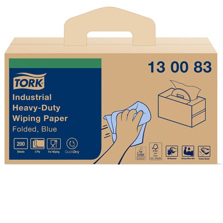 Tork Papier d'Essuyage Industriel ultra-résistant bleu W7