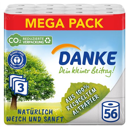 Danke Lot de 56 rouleaux de papier toilette