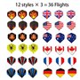 12 Fléchettes avec 36 Ailettes (12 Styles) et 36 Pointes